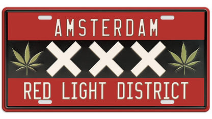 Metalen wandbord | Amsterdam Red Light District | Kentekenplaat | 15x30cm |