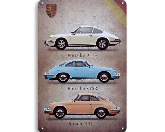 Metalen wandbord | Porsches 3 modellen |