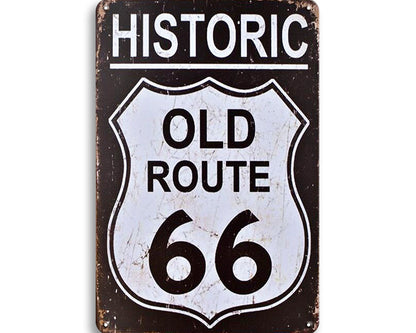 Metalen wandbord | Historic old Route 66 |