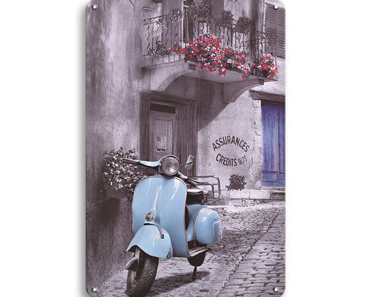 Metalen wandbord | Scooter blauw |