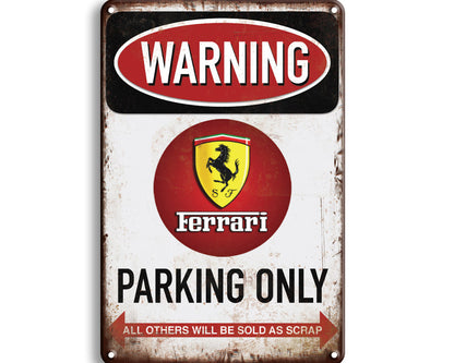 Metalen wandbord | Warning Ferrari parking only |