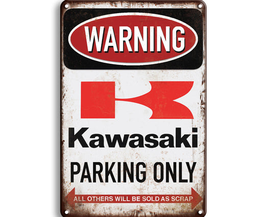 Metalen wandbord | Warning Kawasaki parking only |