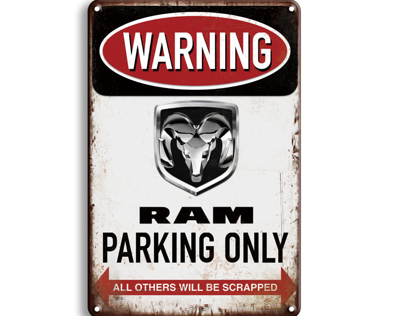 Metalen wandbord | Warning Dodge Ram parking only |