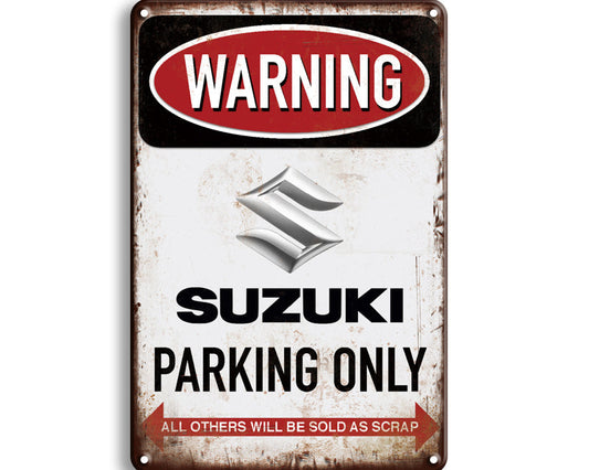 Metalen wandbord | Warning Suzuki parking only |