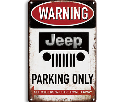 Metalen wandbord | Warning | Jeep parking only |