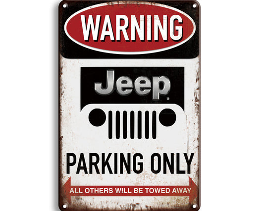 Metalen wandbord | Warning | Jeep parking only |