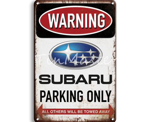 Metalen wandbord | Warning | Subaru parking only |