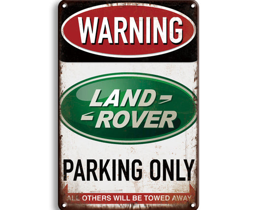 Metalen wandbord | Warning Land Rover parking only |