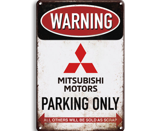 Metalen wandbord | Warning | Mitsubishi Motors parking only |