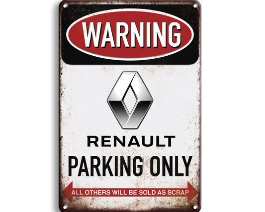 Metalen wandbord | Warning Renault parking only |