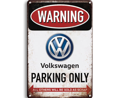 Metalen wandbord | Warning Volkswagen parking only |