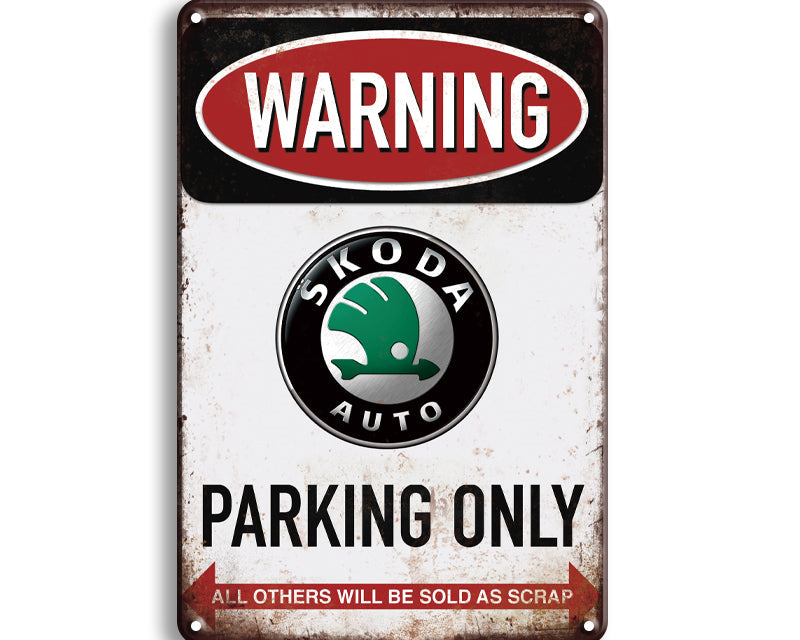 Metalen wandbord | Warning Skoda parking only |