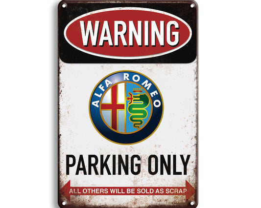 Metalen wandbord | Warning Alfa Romeo parking only |