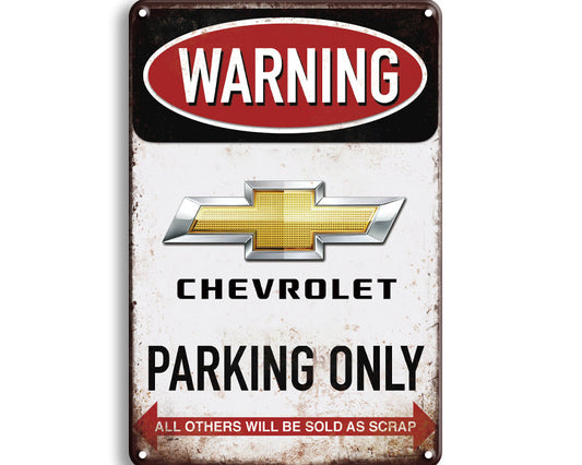 Metalen wandbord | Warning Chevrolet parking only |