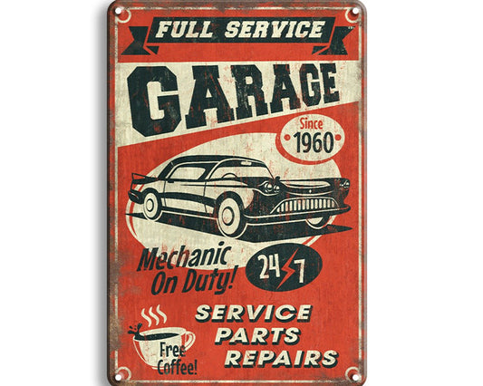 Metalen wandbord | Garage | Full service |