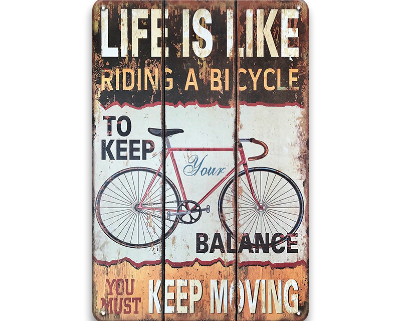 Metalen wandbord | Life is like riding a bicycle |