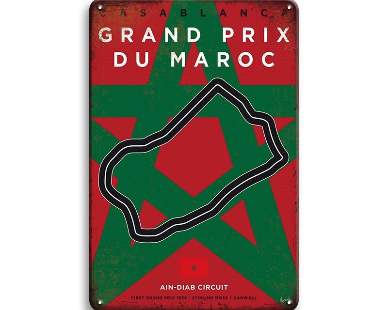 Metalen wandbord | Grand Prix | Ain-Diab Circuit | Marokko |