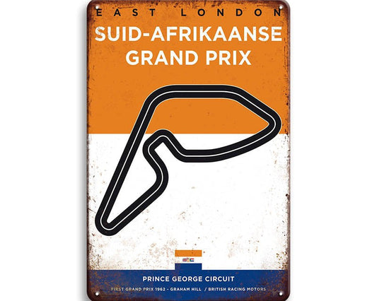 Metalen wandbord | Grand Prix | Prince George Circuit | East London |