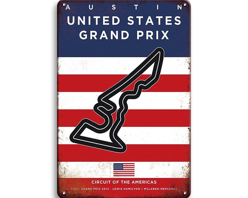 Metalen wandbord | Grand Prix | Circuit Of The Americas | Verenigde Staten |