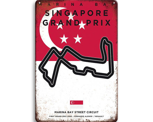 Metalen wandbord | Grand Prix | Marina Bay Street Circuit | Maleisië |