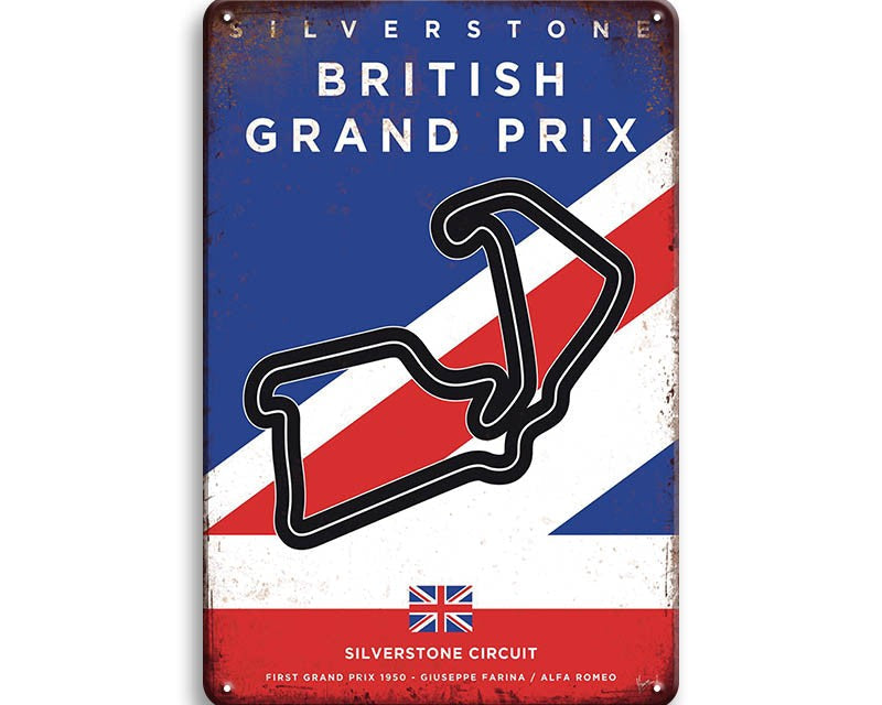 Metalen wandbord | Grand Prix | Silverstone Circuit | Engeland |