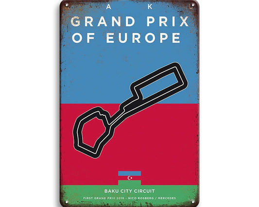 Metalen wandbord | Grand Prix | Baku City Circuit | Azerbeidzjan |