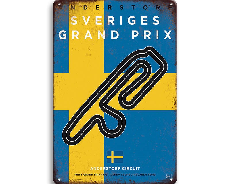 Metalen wandbord | Grand Prix | Anderstorp Circuit | Zweden |