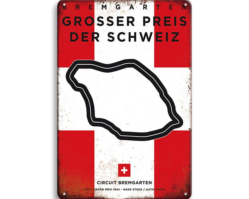 Metalen wandbord | Grand Prix | Circuit Bremgarten | Zwitserland |