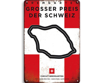 Metalen wandbord | Grand Prix | Circuit Bremgarten | Zwitserland |