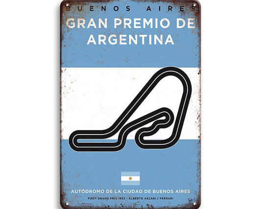 Metalen wandbord | Grand Prix | Autódromo De La Ciudad De Buenos Aires | Argentinië |