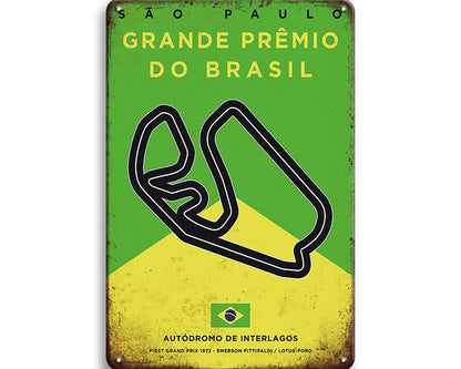 Metalen wandbord | Grand Prix | Autódromo De Interlagos | Brazilië |