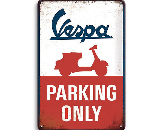 Metalen wandbord | Warning Vespa parking only |