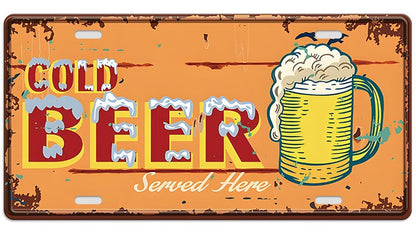 Metalen wandbord | Cold beer | Kentekenplaat | 15x30cm |