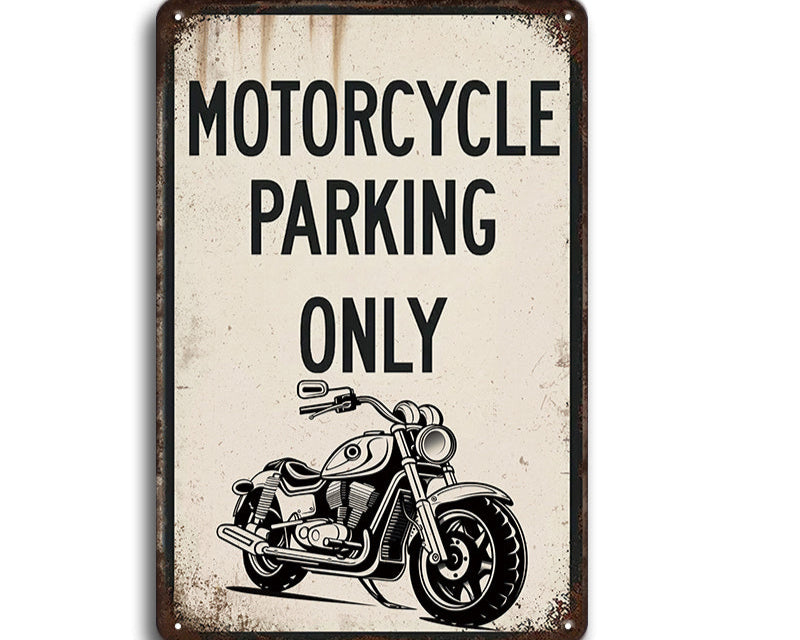 Metalen wandbord | Warning motorcycle parking only |