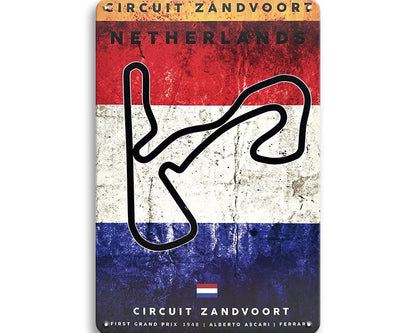 Metalen wandbord | Grand Prix | Circuit Zandvoort | Nederland |