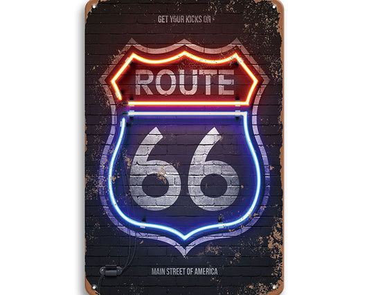 Metalen wandbord | Route 66 | Get your kicks on |