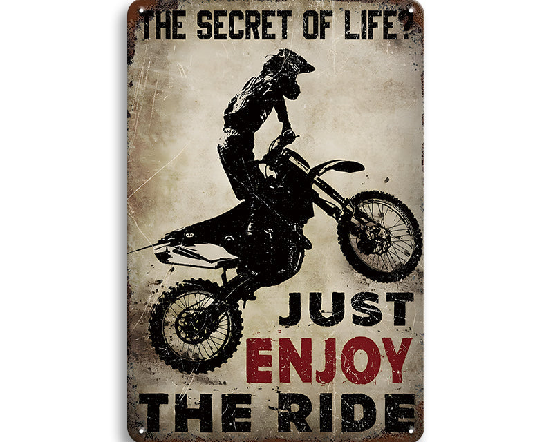 Metalen wandbord | The secret of life | Just enjoy the ride |