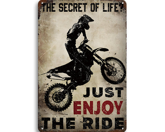 Metalen wandbord | The secret of life | Just enjoy the ride |