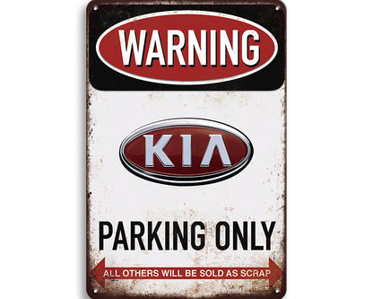 Metalen wandbord | Warning | Kia parking only |