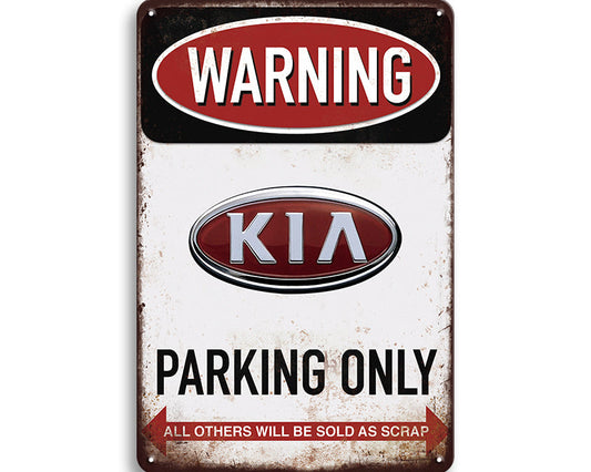 Metalen wandbord | Warning | Kia parking only |