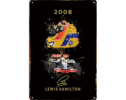 Metalen wandbord | Lewis Hamilton | 2008 |