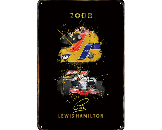 Metalen wandbord | Lewis Hamilton | 2008 |