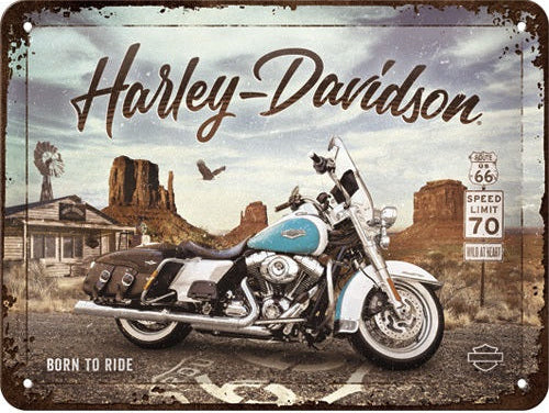 Metalen wandbord | Harley-Davidson | Route 66 Road King Classic | 15x20cm |