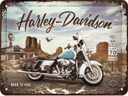Metalen wandbord | Harley-Davidson | Route 66 Road King Classic | 15x20cm |