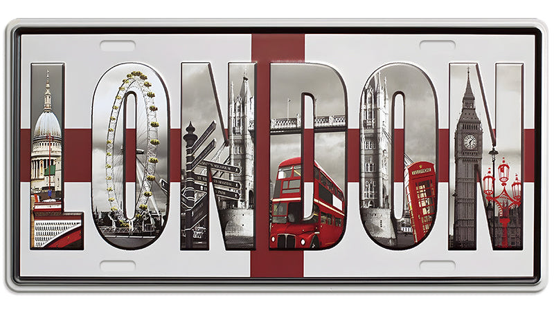Metalen wandbord | London | Kentekenplaat | 15x30cm |