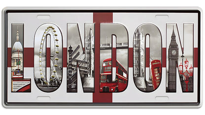 Metalen wandbord | London | Kentekenplaat | 15x30cm |