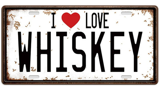 Metalen wandbord | I love Whiskey | Kentekenplaat | 15x30cm |