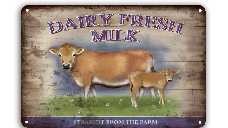Metalen wandbord | Daily fresh milk |