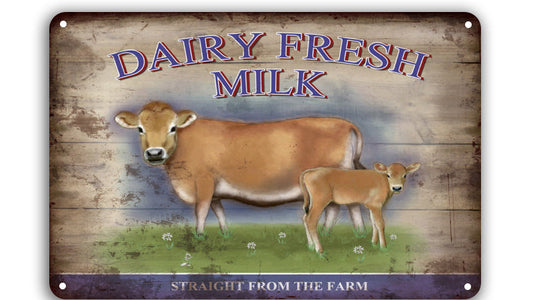 Metalen wandbord | Daily fresh milk |