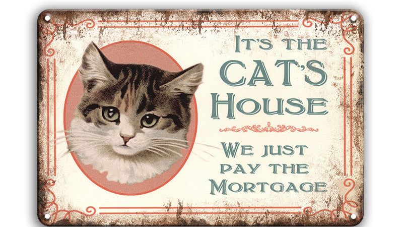 Metalen wandbord | It's the cats house |